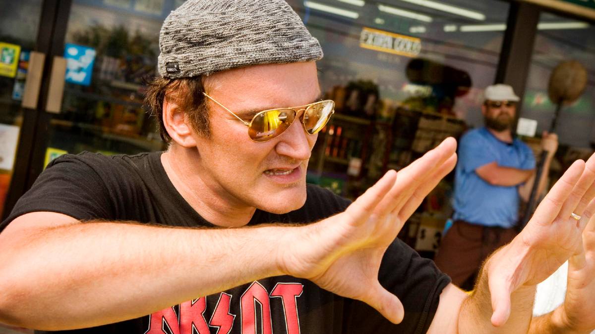 Quentin Tarantino on the set directing Grindhouse