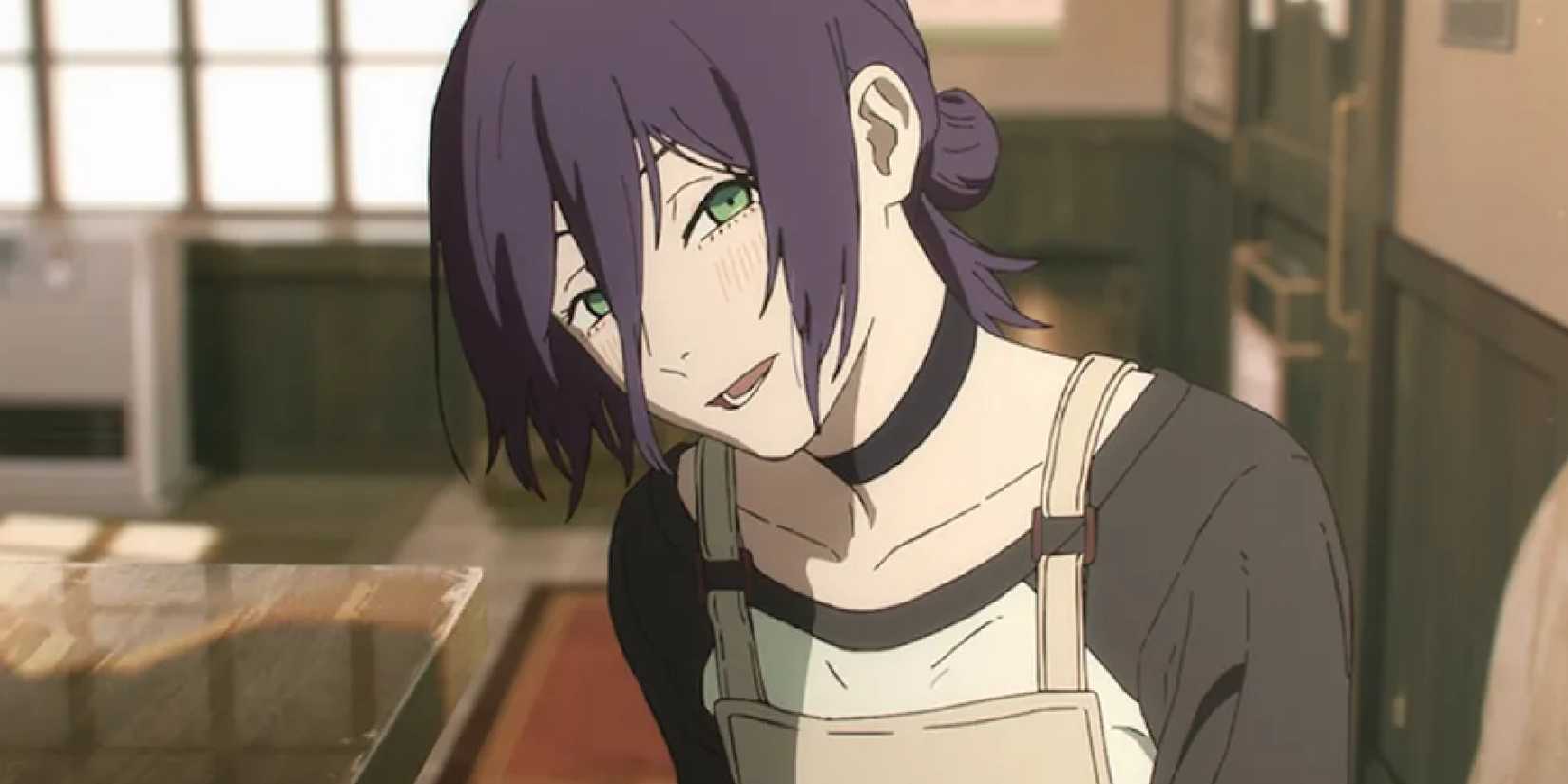 Reze makes a cute face while talking to Denji in Chainsaw Man: The Movie - Reze Arc