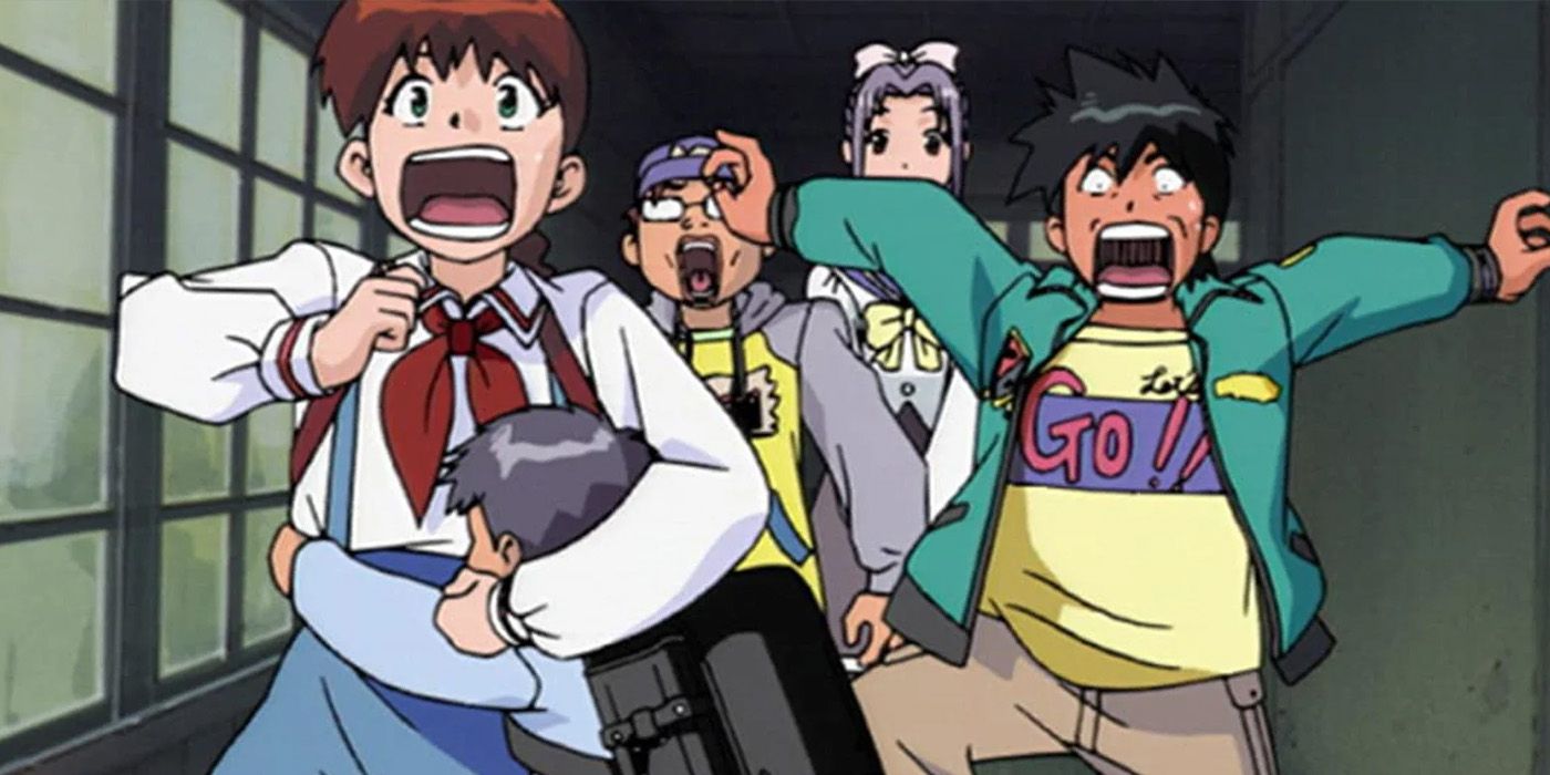 Satsuki e amigos correndo por um corredor em Ghost Stories
