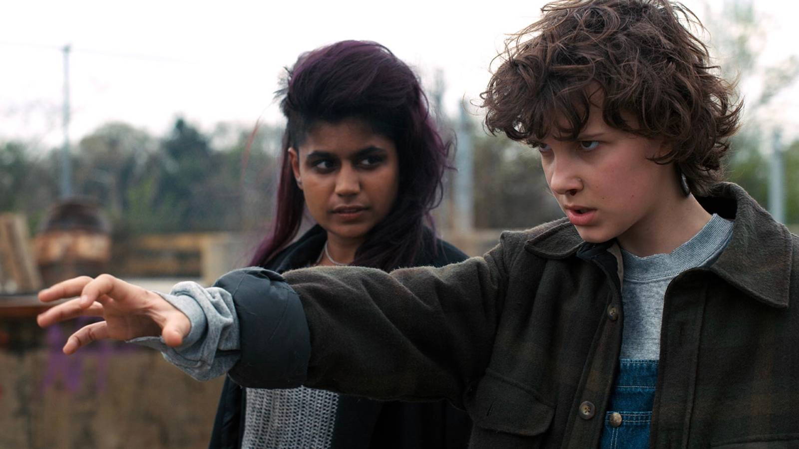 Eleven trying to use her powers with Kali (Eight) on Stranger Things