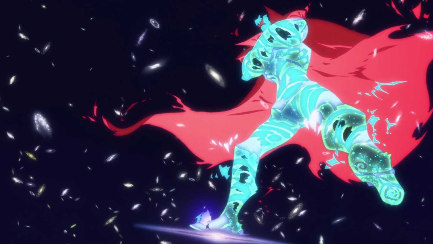 Super Tengen Toppa Gurren Lagann moves through the universe in Gurren Lagann.