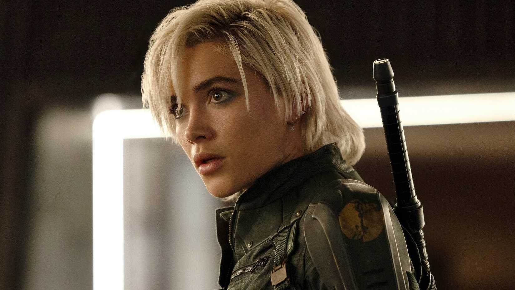 Yelena Belova (Florence Pugh) looks concerned in Thunderbolts*
