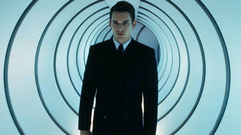 Ethan Hawke walking down a hallway in Gattaca.
