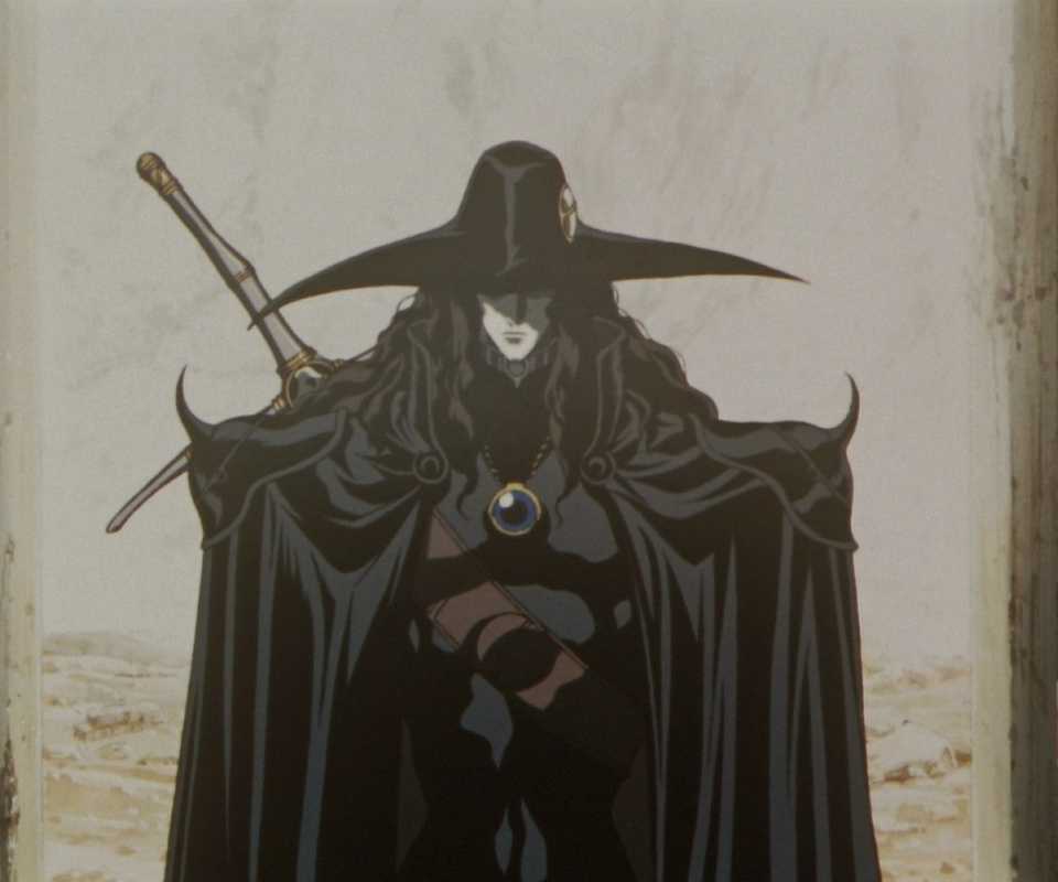 D ominously enters a village in Vampire Hunter D: Bloodlust.