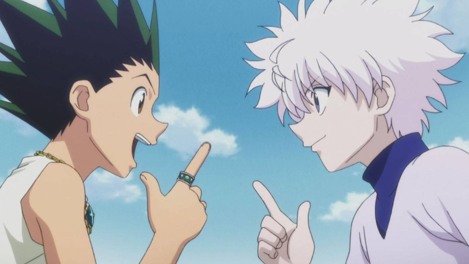 Gon and Killua both look excited together in Hunter x Hunter.