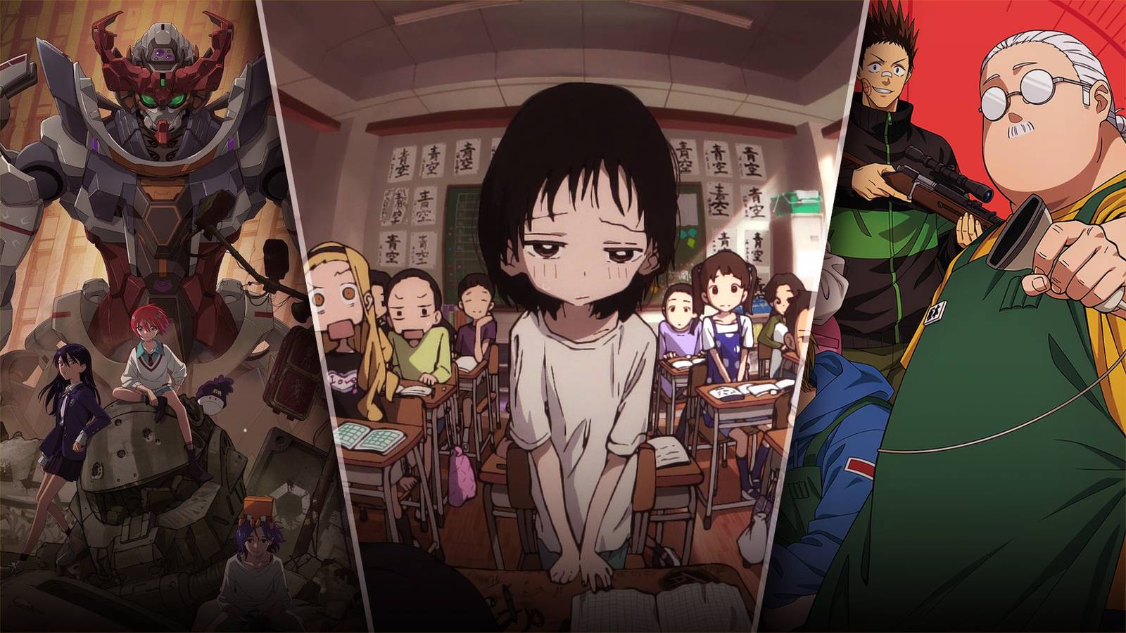 Ảnh ghép anime Mobile Suit Gundam GQuuuuuuX, Takopi's Original Sin và Sakamoto Days