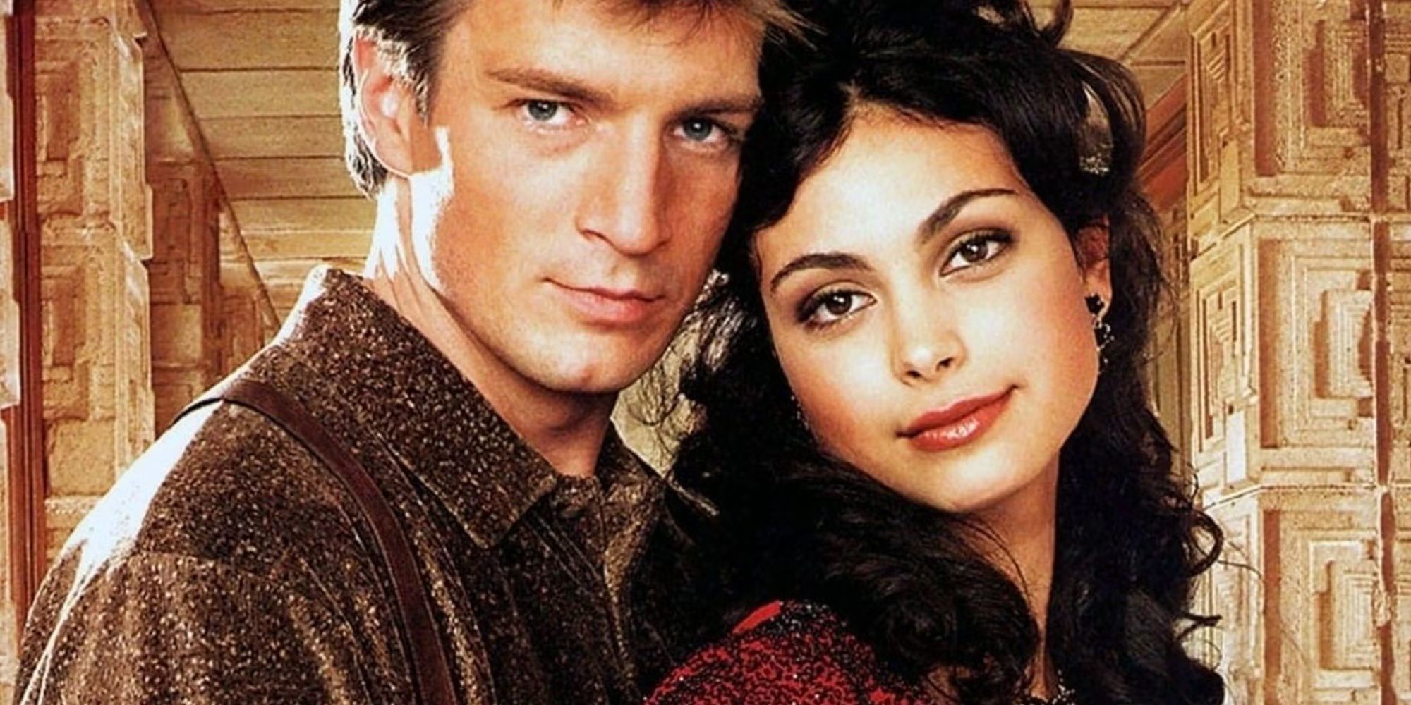 Inara and Mal in Firefly, played by Morena Baccarin and Nathan Fillion