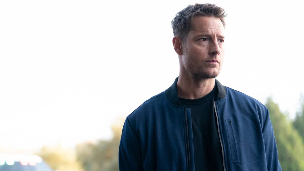 Justin Hartley as Colter surveying the area in Tracker 'Good Trouble'