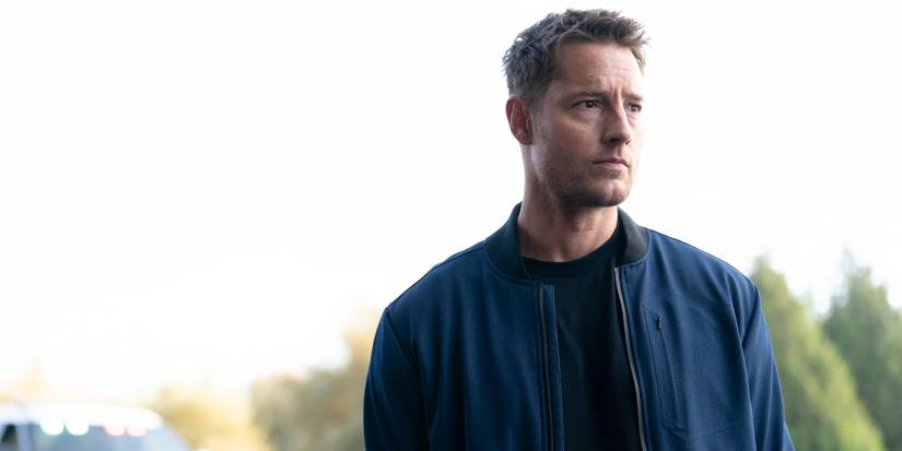 Justin Hartley as Colter surveying the area in Tracker 'Good Trouble'