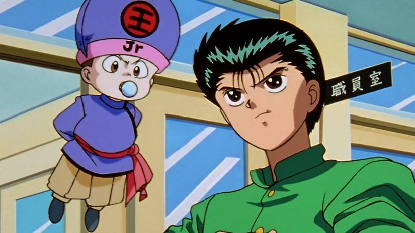Koenma and Yusuke in the Yu Yu Hakusho anime series