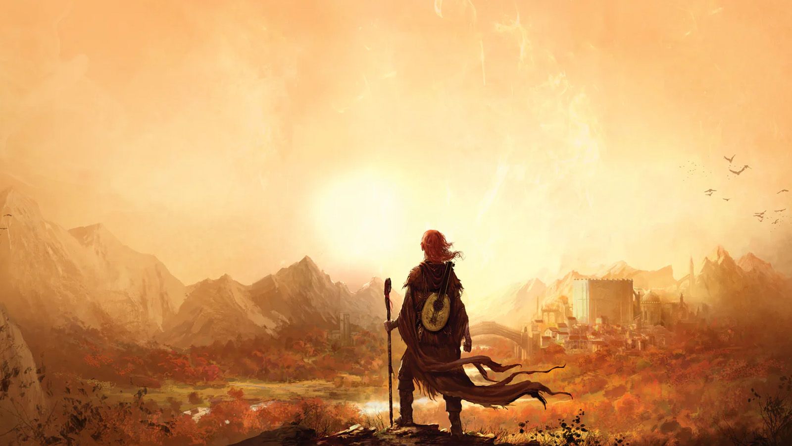 Kvothe looking out over the world in art from Patrick Rothfuss Name of the Wind