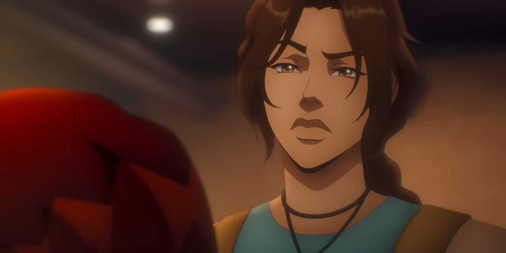 Lara Croft raising eyebrow in Tomb Raider: The Legend of Lara Croft