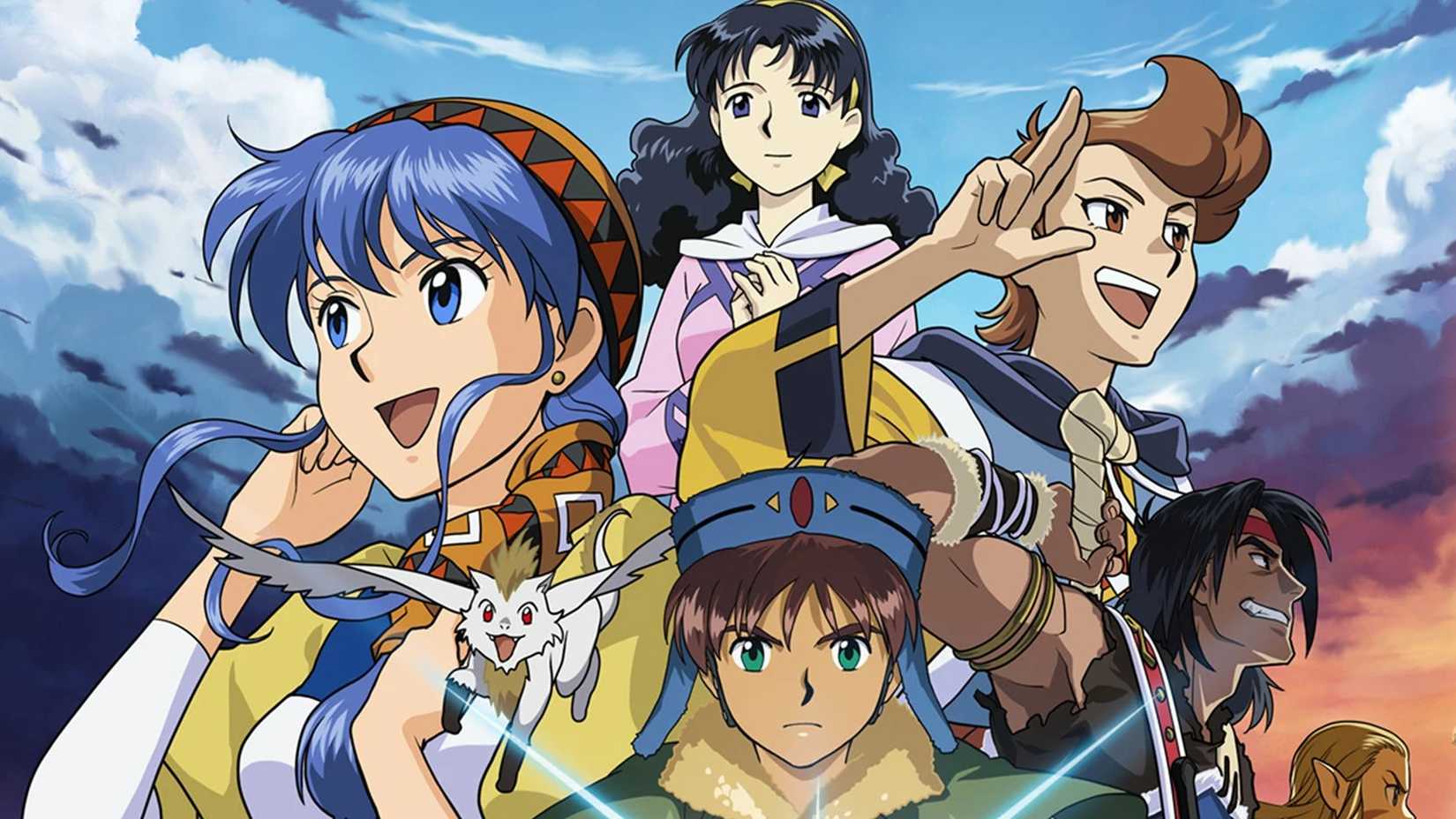 Lunar Silver Star Harmony screenshot showing the full cast