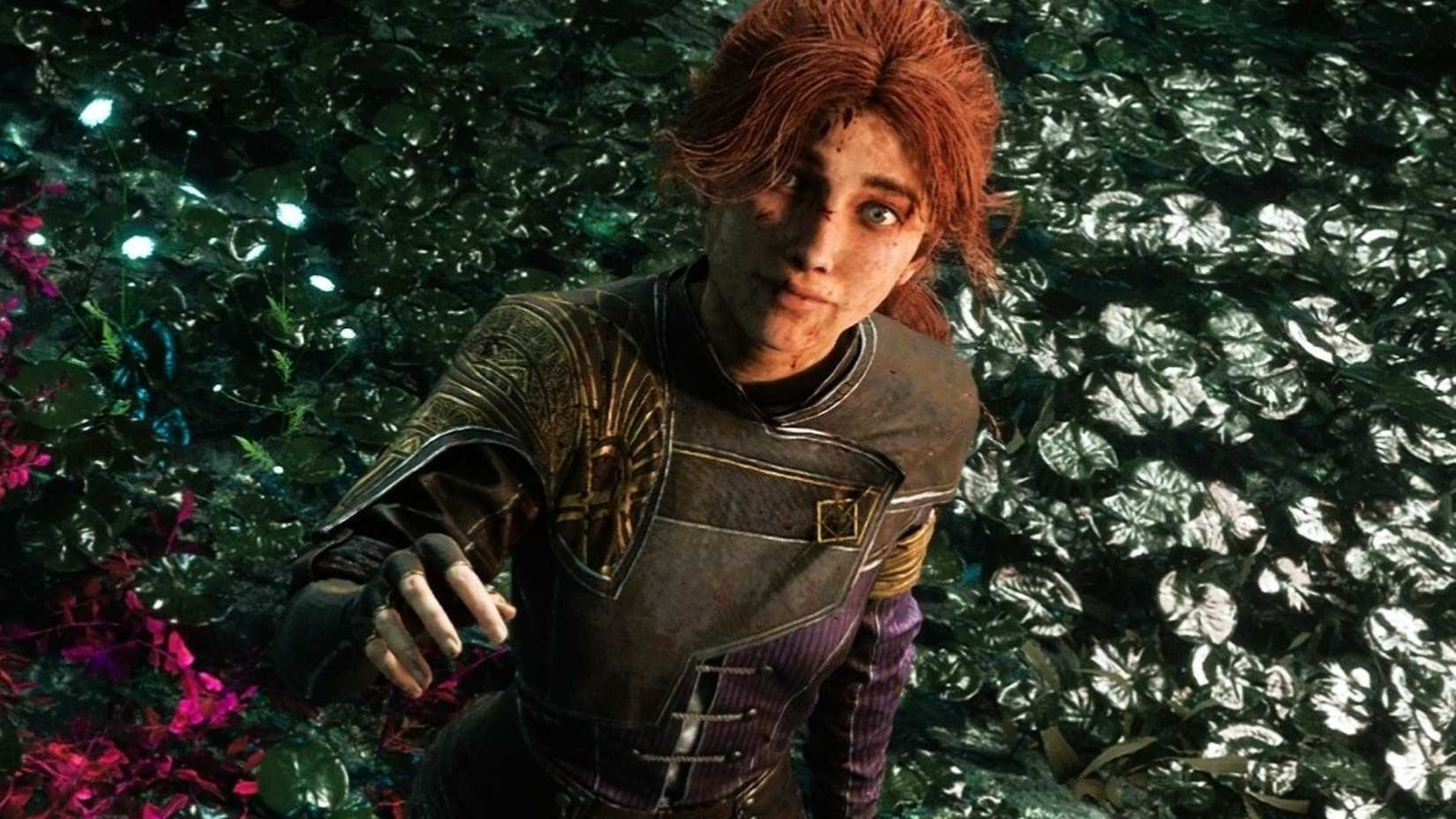 Maelle looking up at the camera in Clair Obscur Expedition 33