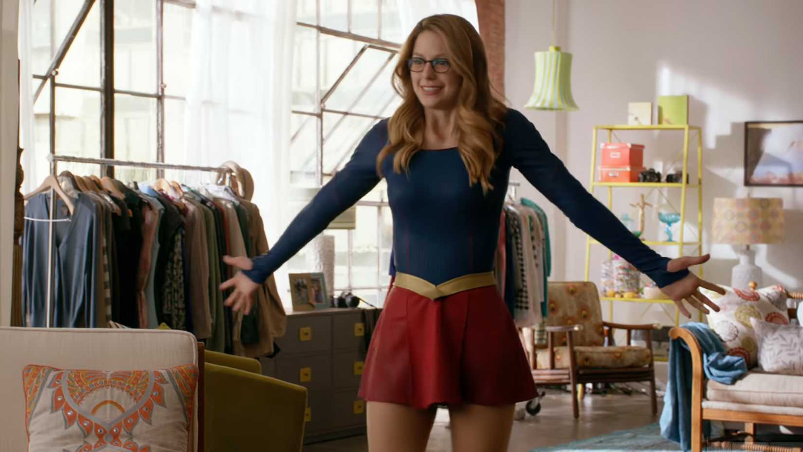 Melissa Benoist in her second costume on Supergirl