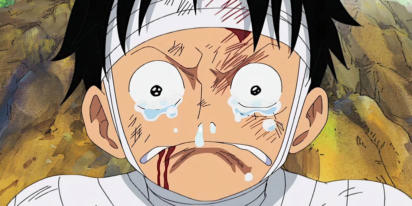 Monkey D. Luffy pleure après l'arc de guerre du sommet One Piece de Marineford