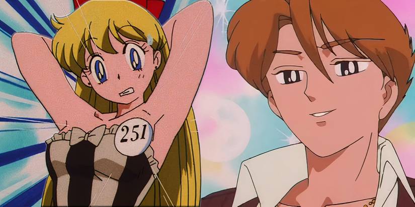 Nervous Sailor Venus Minako Aino beside smiling Jinta Araki in Sailor Moon