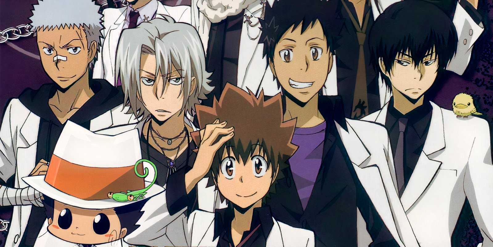 Reborn, Tsunayoshi, and the members of the Vongola Crime Family in Kateikyo Hitman Reborn