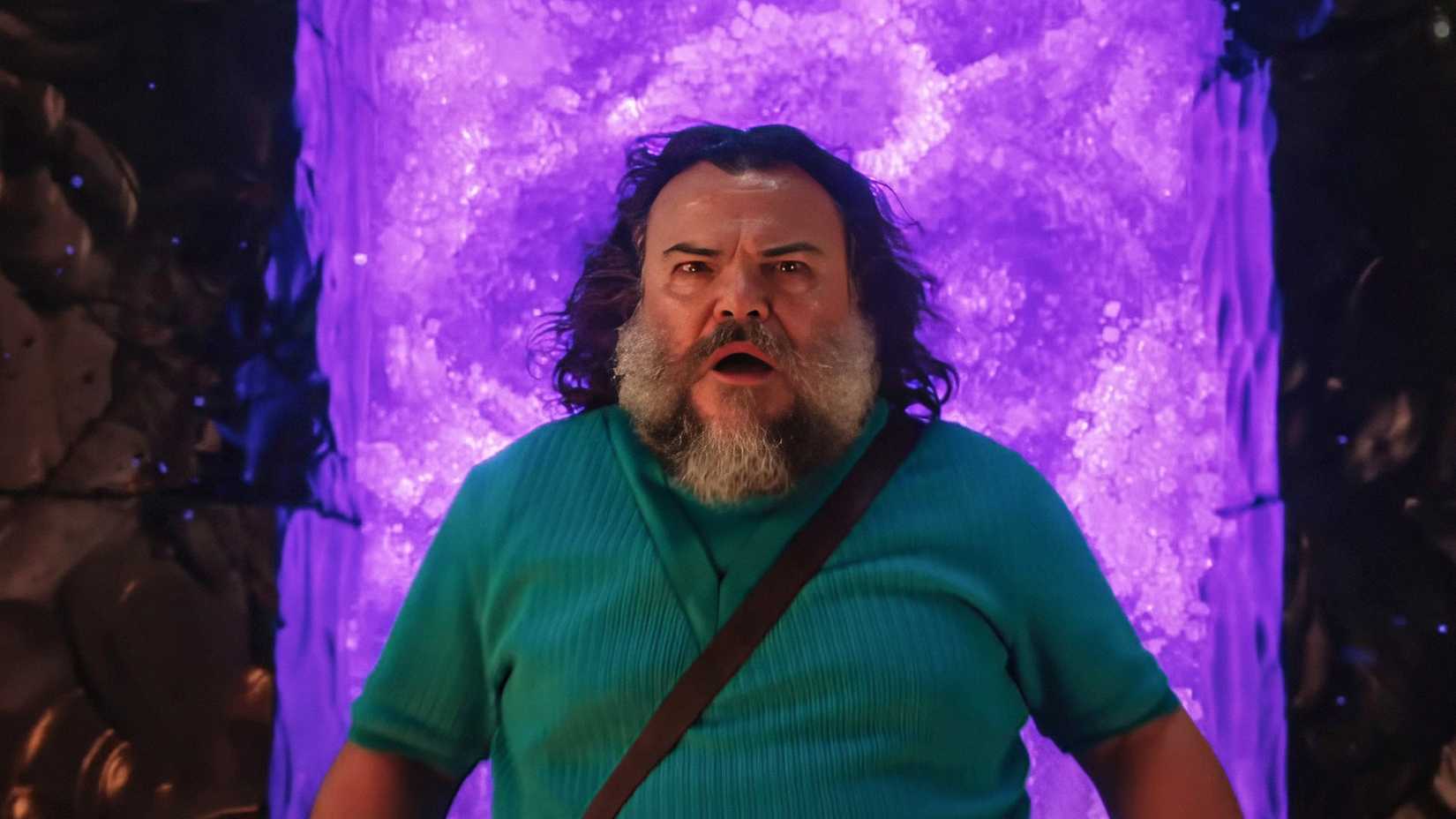 Steve (Jack Black) enters through a Nether portal in A Minecraft Movie