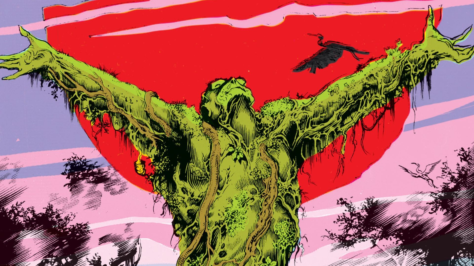 Swamp Thing rejoices in nature