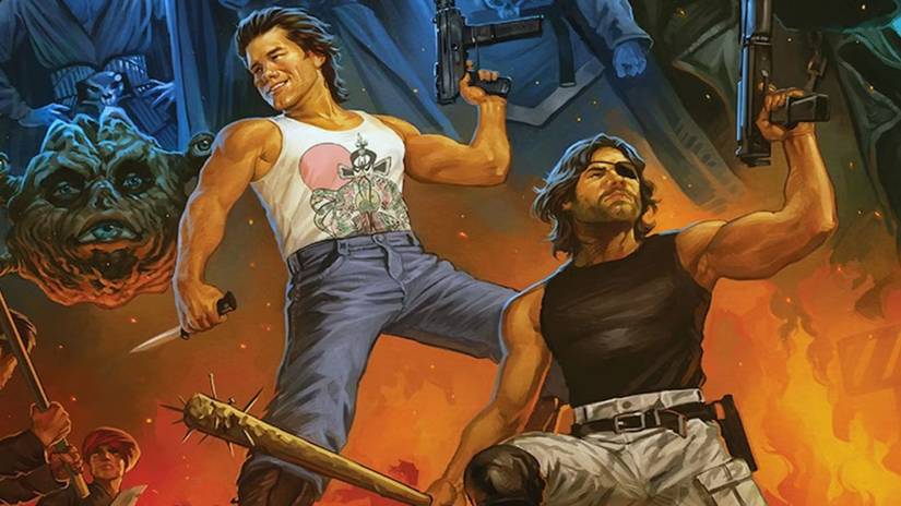Jack Burton and Snake Plissken standing side by side