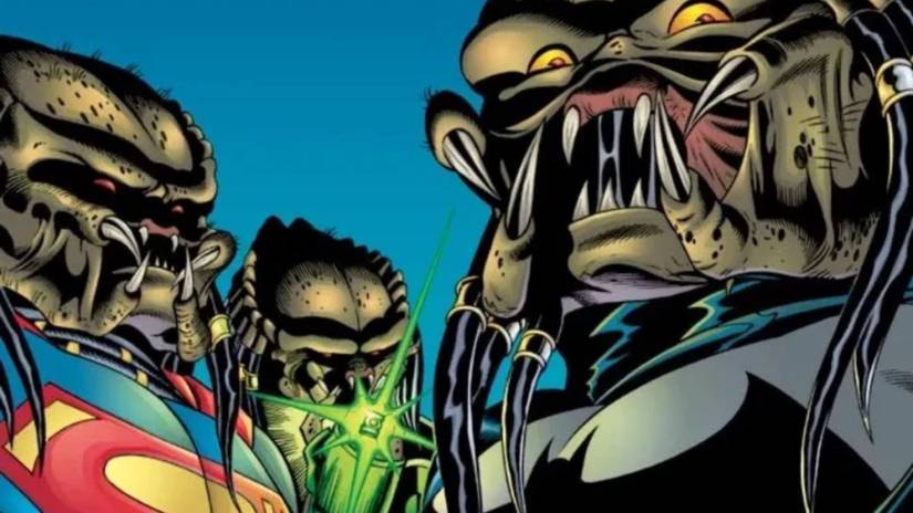Three Predators are dressed in Batman, Superman and Green Lantern costumes