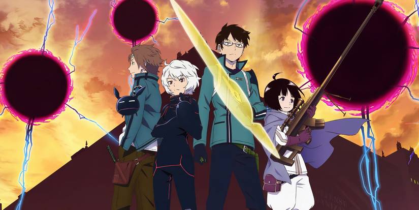 Yuma Kuga se tient avec le World Trigger coulé devant une grande pyramide