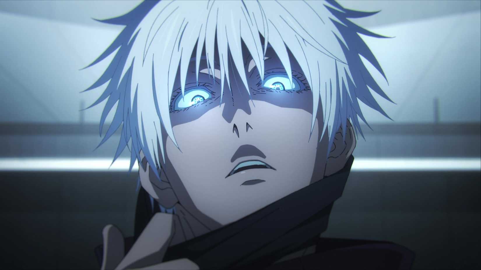 Une photo intense de Satoru Gojo de l'épisode 32 de JJK Anime. 
