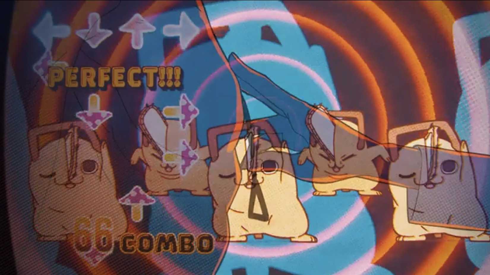 Pochita dances to DDR in the Chainsaw Man: Reze Arc movie opening sequence