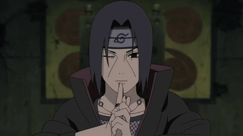 Itachi Uchiha preparing jujutsu against Sasuke in Naruto Shippuden