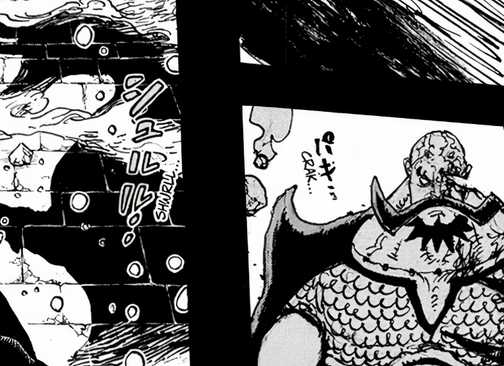 King Harald's destroyed body stands in front of Loki's Devil Fruit form in One Piece Chapter 1170