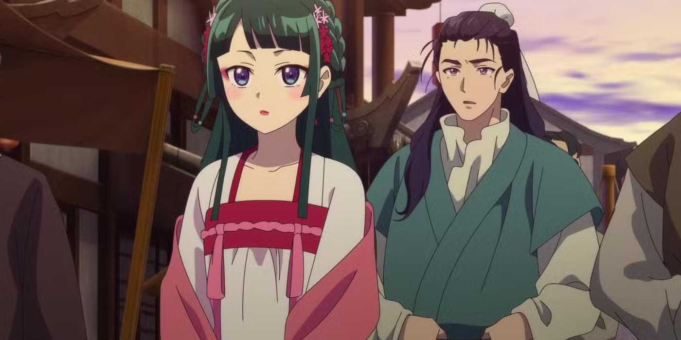 Maomao and Jinshi on their date in The Apothecary Diaries