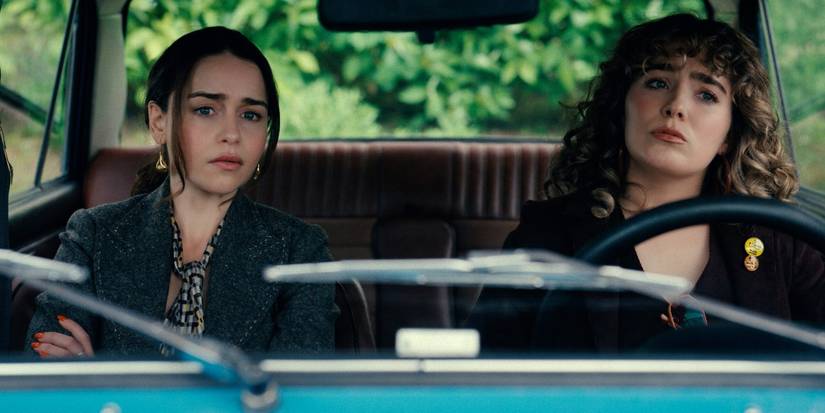 Bea and Twila sitting in the car on an undercover assignment in Ponies