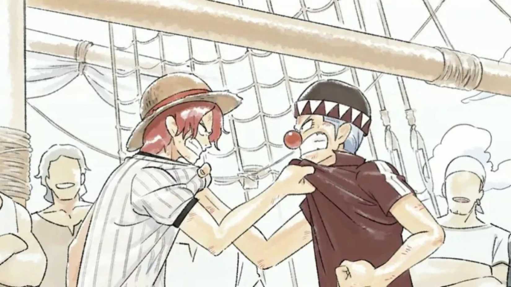Shanks and Buggy fighting in One Piece remake concept art