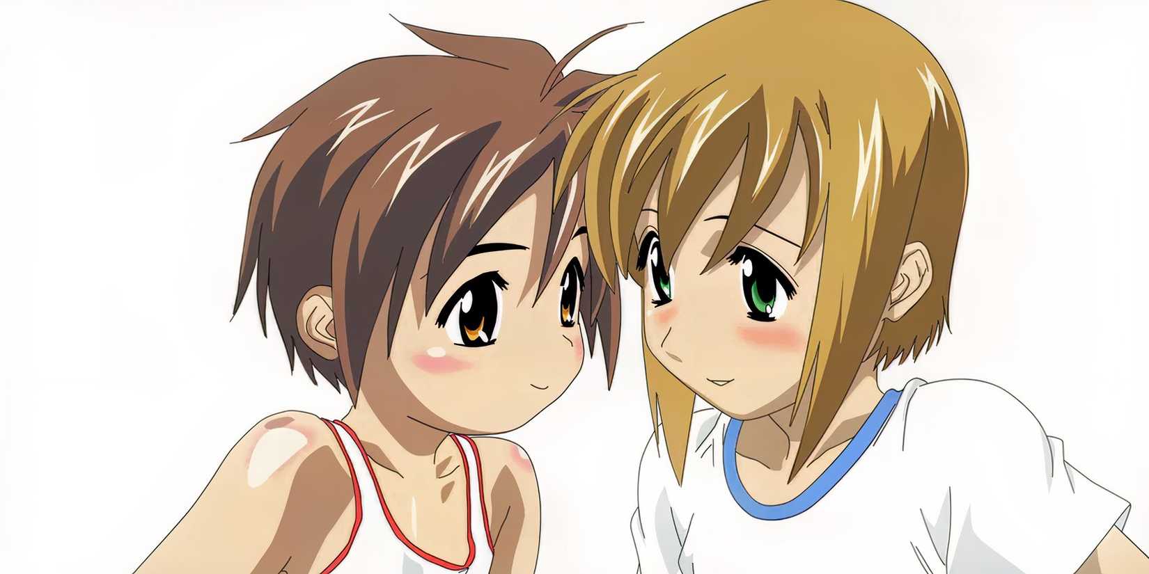 Two characters from Boku no Pico stare at each other