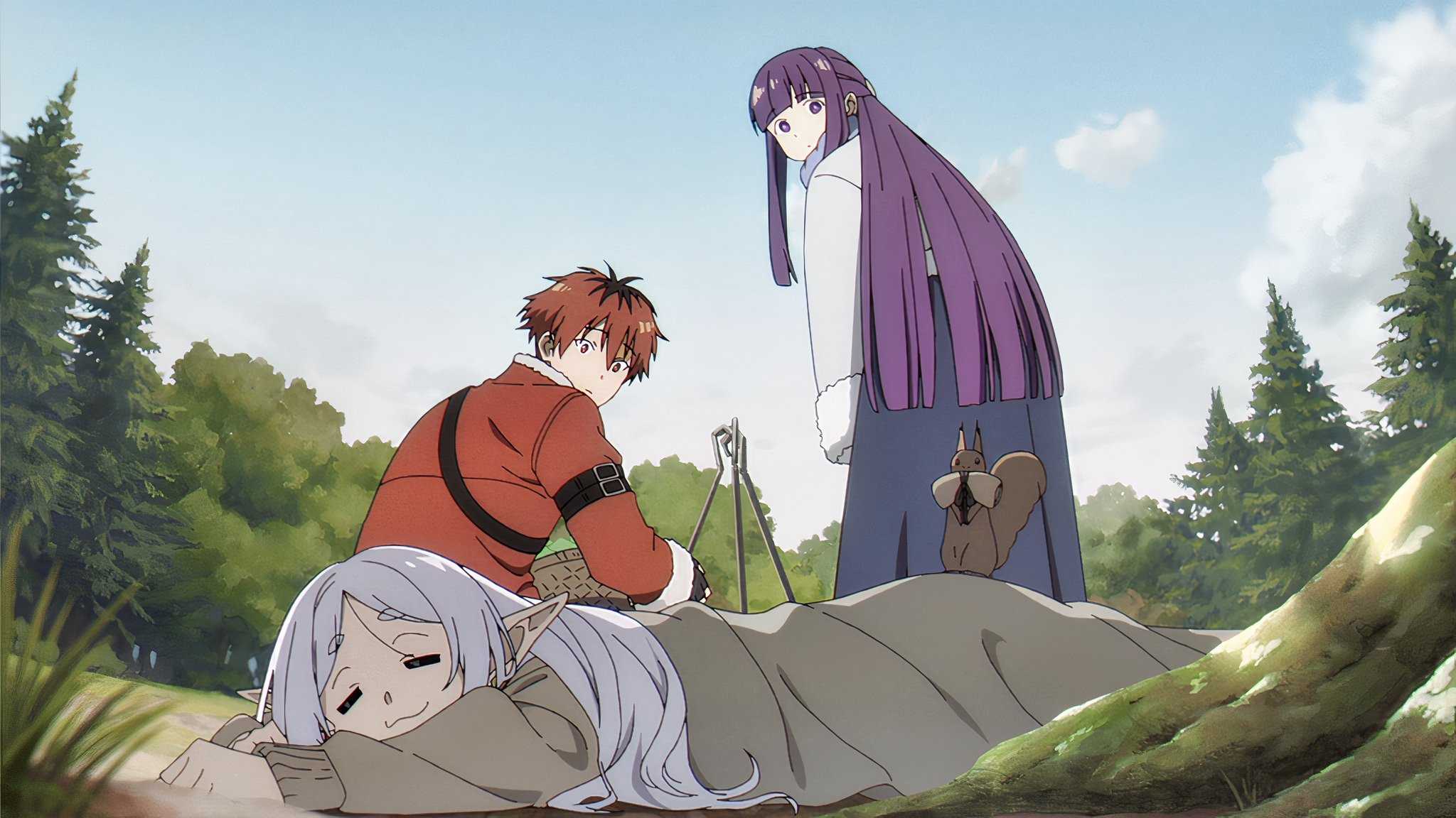 Frieren falls asleep in front of Fern and Stark in Frieren: Beyond Journey's End Season 2 Episode 6.