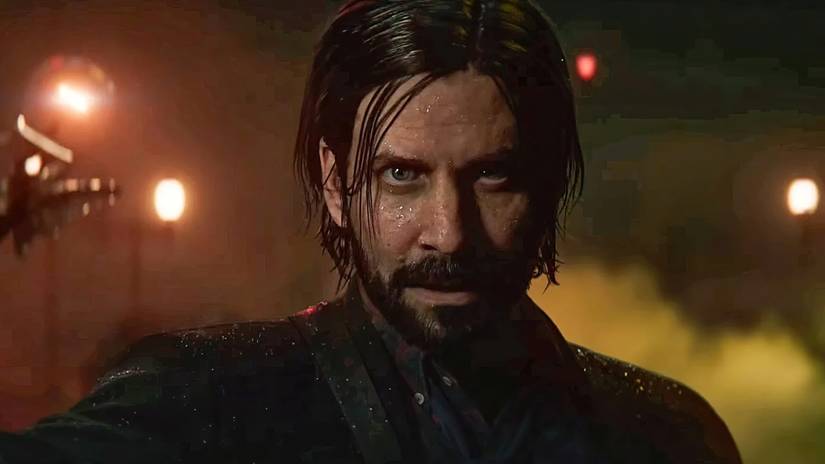 Alan wake with sweat on his face