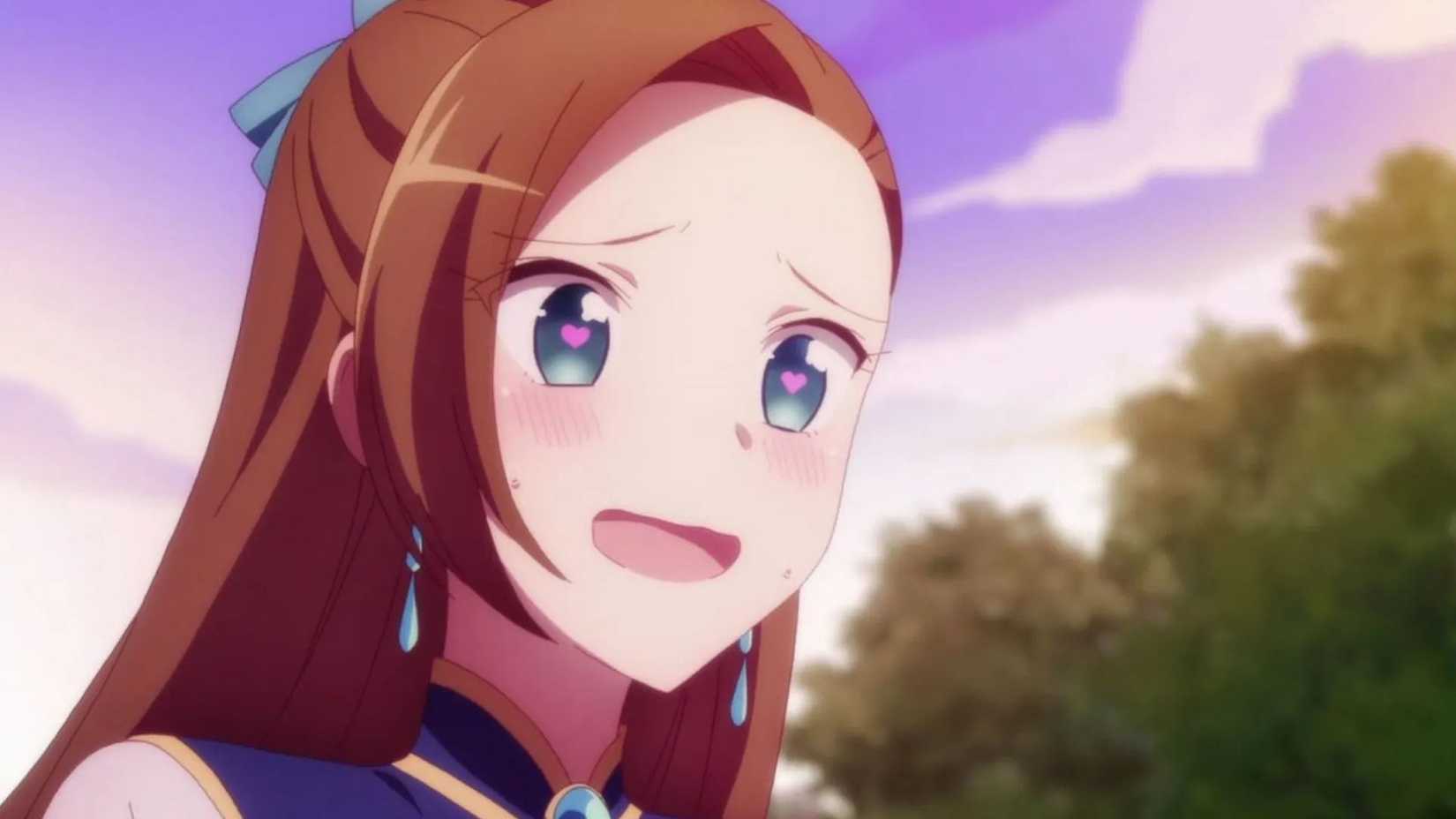 Catarina Claes stares at something while blushing and having heart eyes in My Next Life as a Villainess