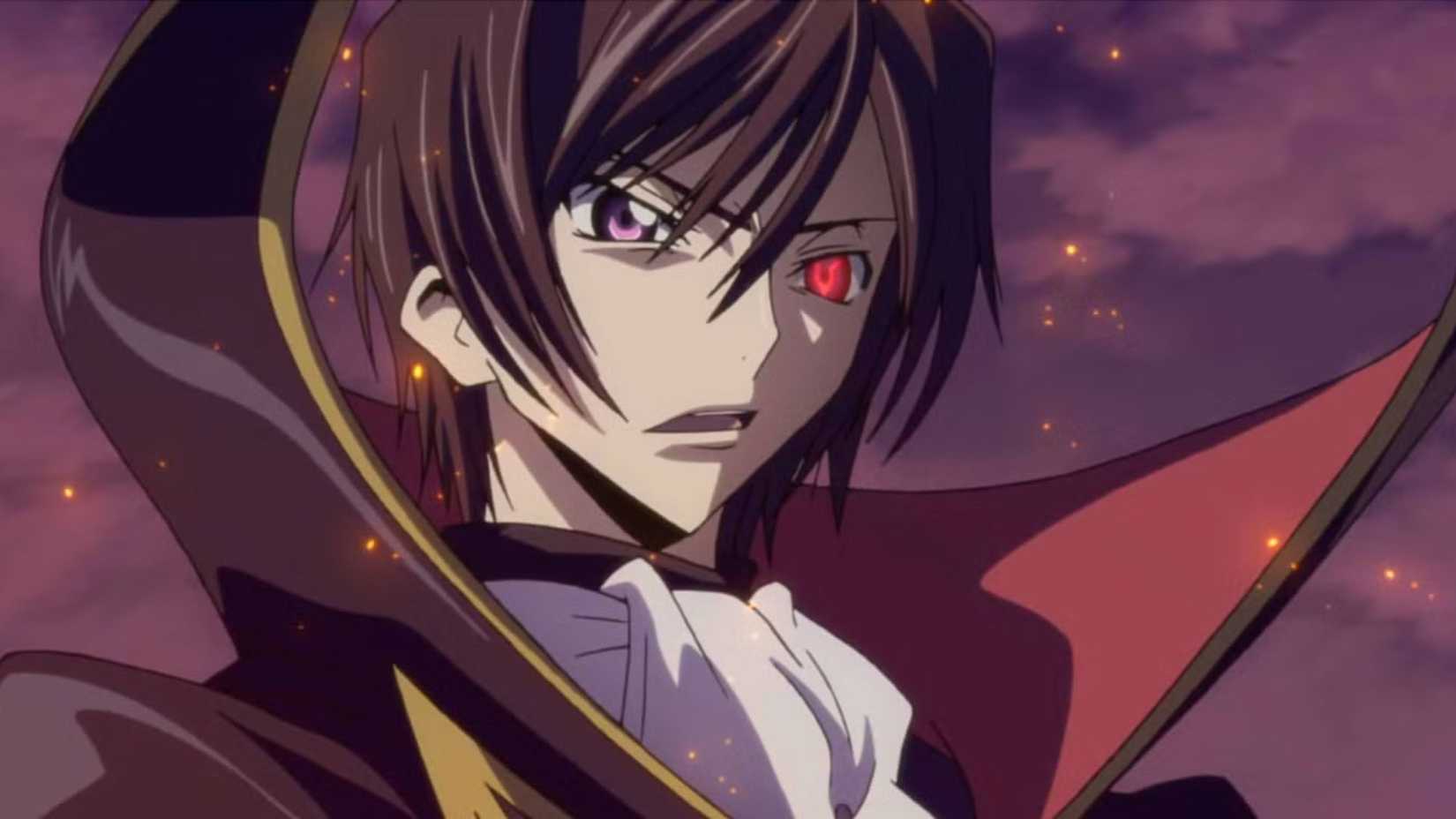 Code Geass Lelouch a l'air en colère contre son Geass activé.