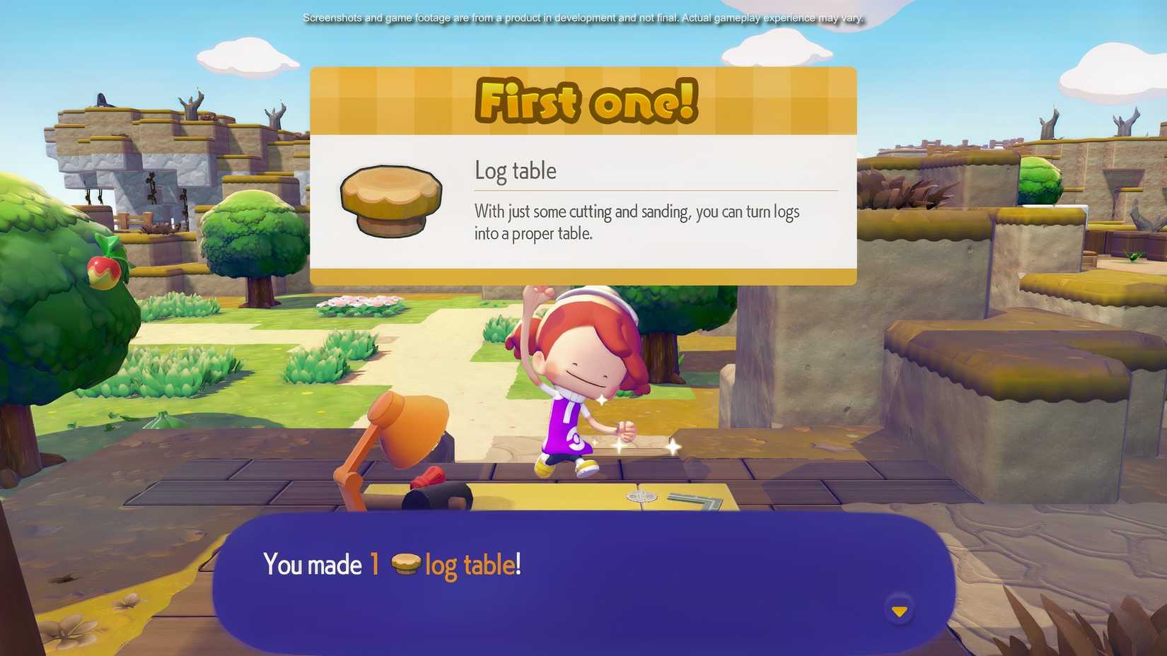 Ditto crafting a log table in Pokemon Pokopia