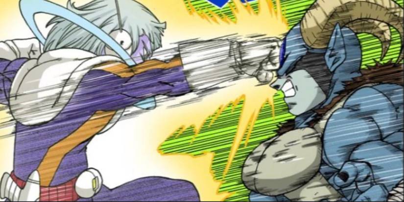 Merus punches Moro in the face in Dragon Ball Super manga.