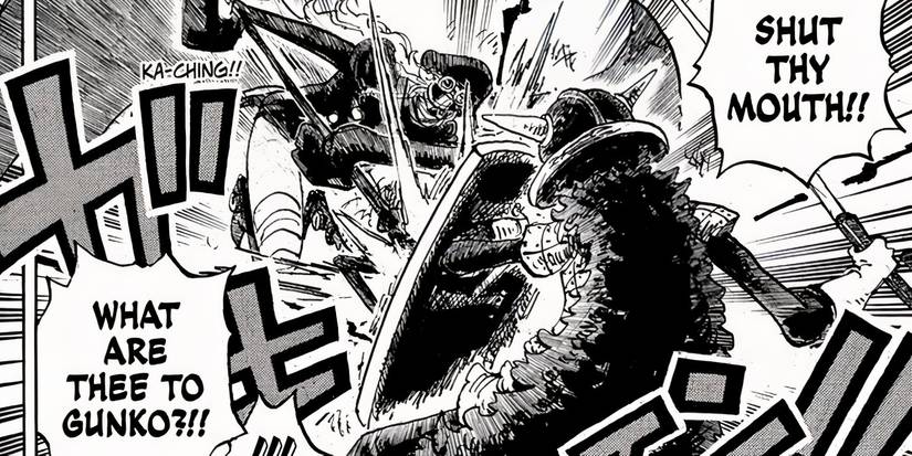 La forme combinée de Gunko et Imu attaque Brook dans le chapitre 1173 de One Piece.