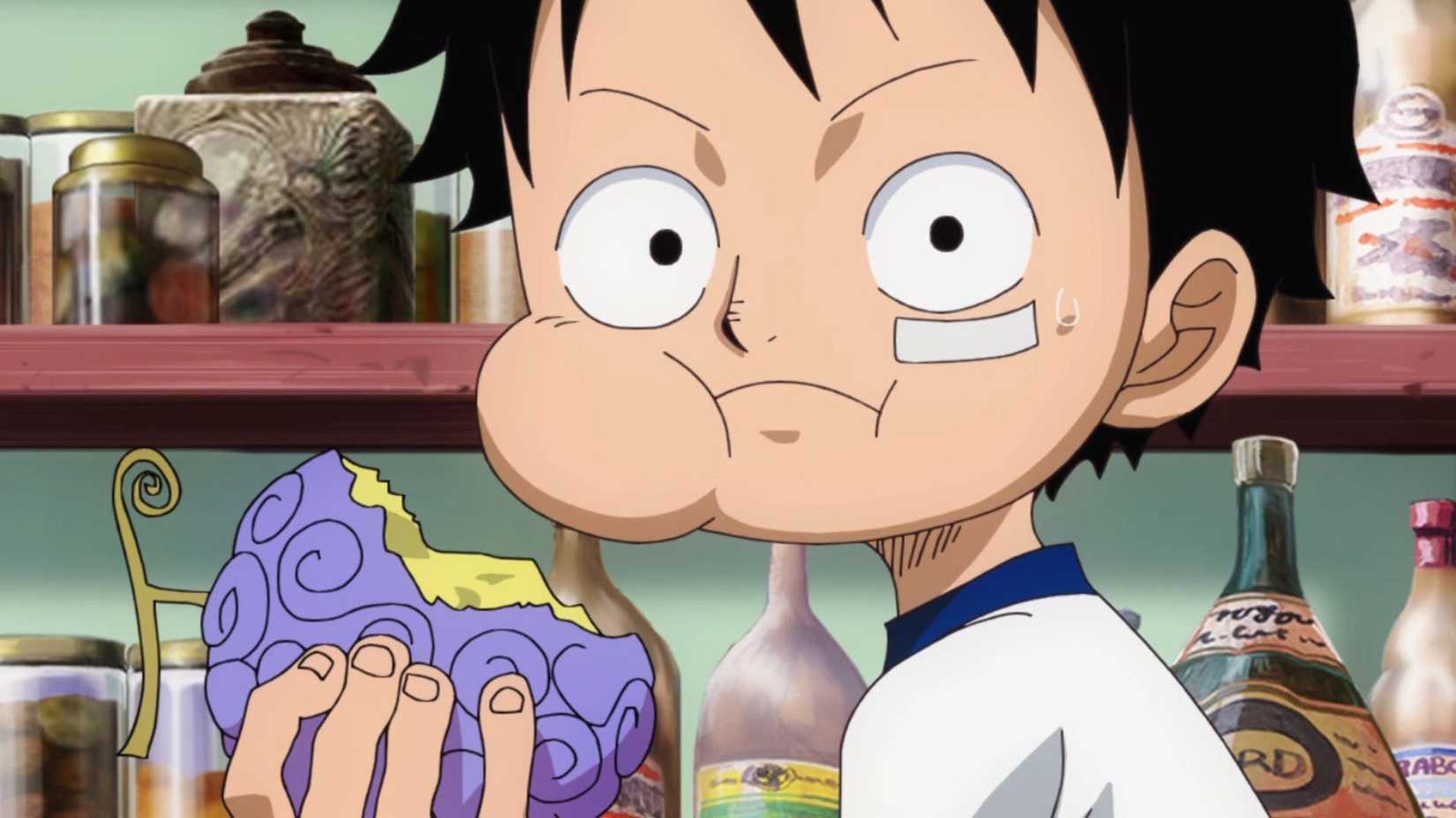 One Piece Luffy mangeant le Hito Hito no Mi, modèle Nika Devil Fruit