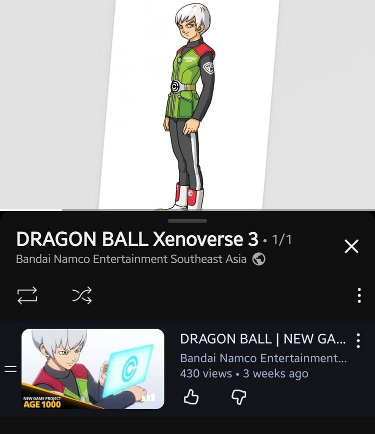 A new and official YouTube playlist for Dragon Ball Xenoverse 3 currently only includes the first trailer for Dragon Ball Age 1000.Â