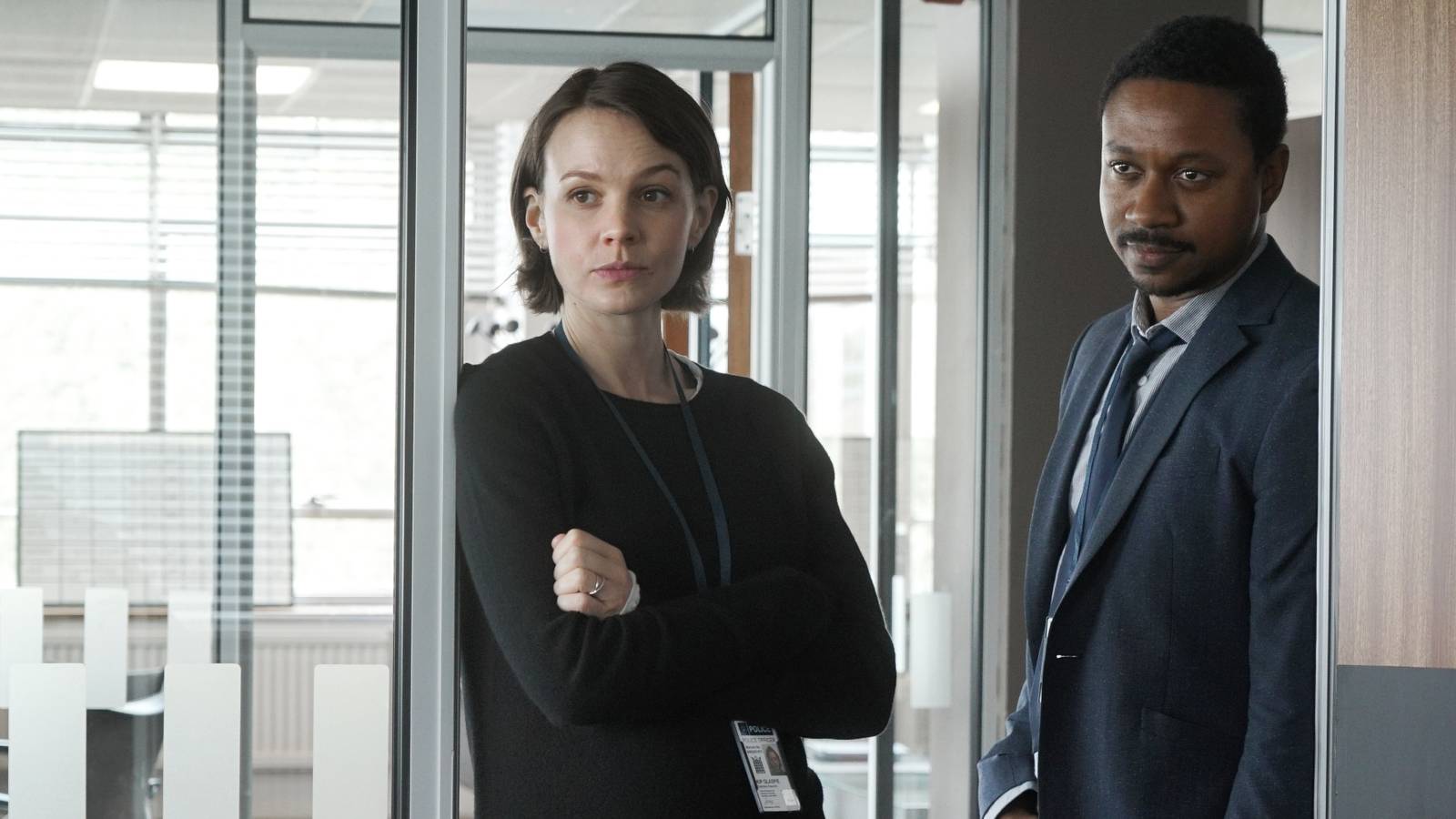 Carey Mulligan as DI Kip Glaspie and Nathaniel Martello-White as DS Nathan Bilk in Collateral