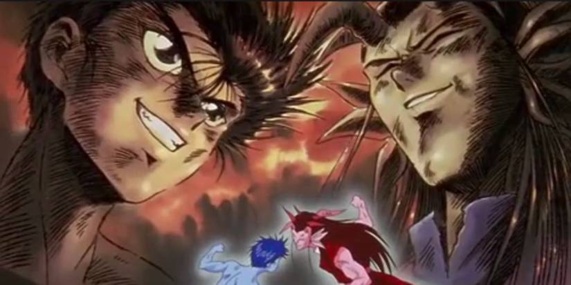 Mazoku Yusuke commence à combattre Yomi dans Yu Yu Hakusho.