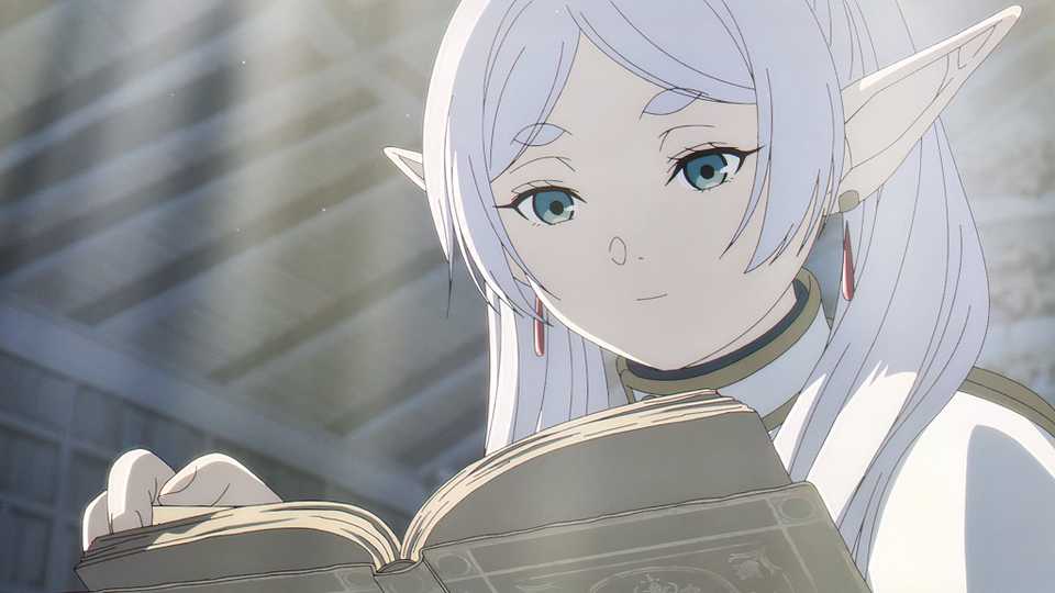 Frieren reads Himmel's memoirs in Frieren Season 2 Episode 9