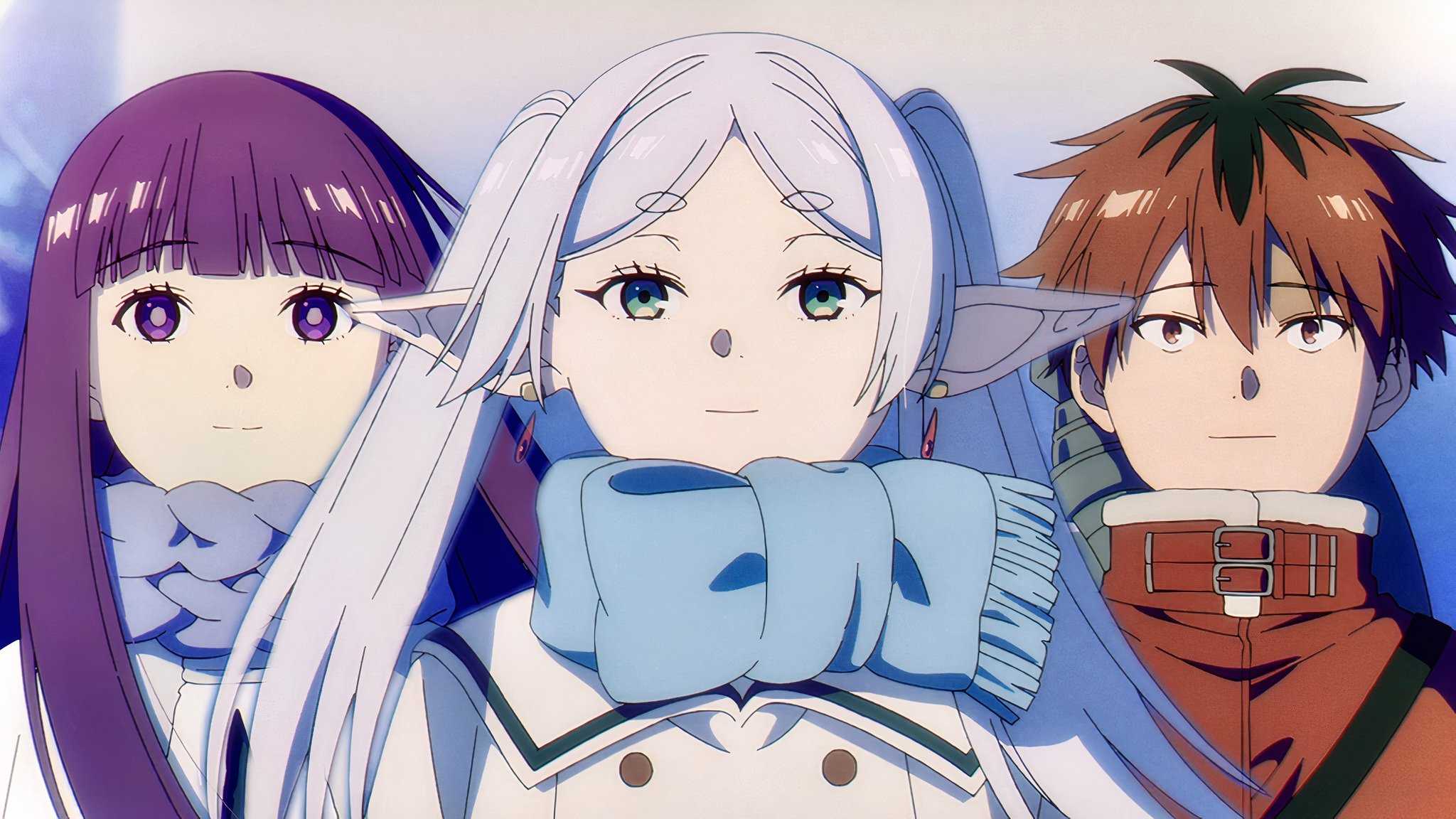 Frieren, Fern and Stark look at Holy Snow Crystals in Frieren Season 2 Episode 10