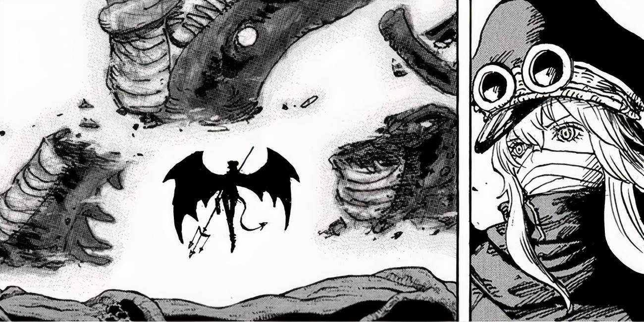 Imu regarde les créations de son chevalier être détruites alors qu'il possède Gunko dans le chapitre 1175 de One Piece.