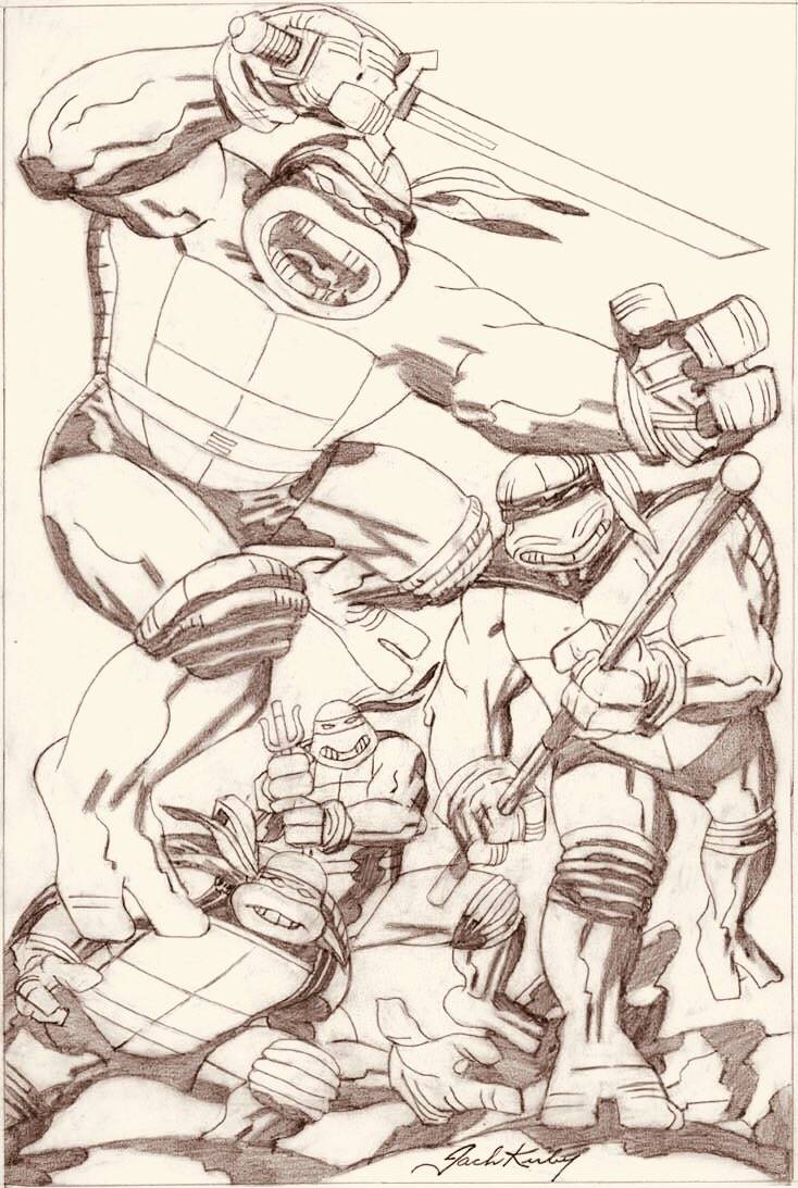 Kirby drawing the Turtles